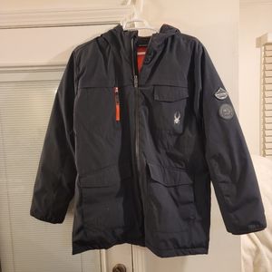 Spyder Black Ski Snowboard Winter Jacket Hooded  - Men's Size XL